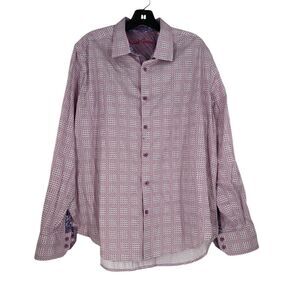 Robert Graham Men's Purple Logan Circle Long Sleeve Button‎ Down Shirt XL STAIN